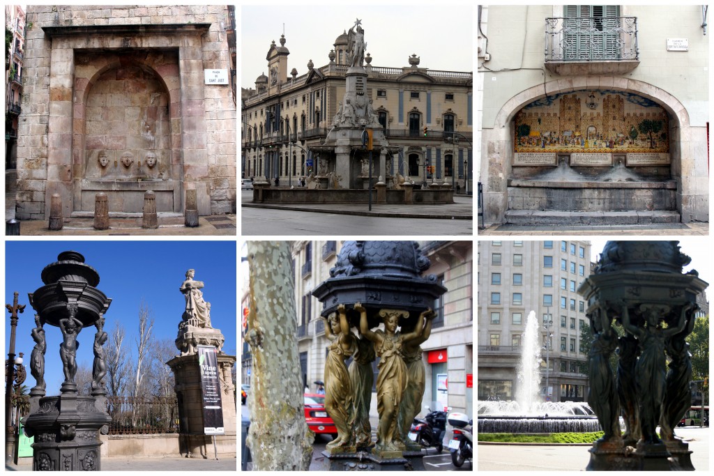 Collage de algunas de las fuentes emblemáticas de la ciudad