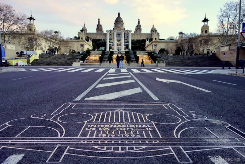 Montaje de un evento en la Sala Oval del MNAC (Palau Nacional de Montjuïc)